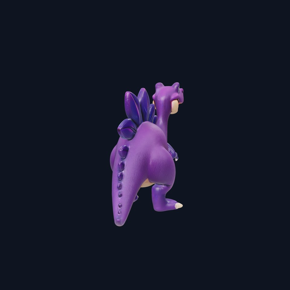 Cartoon Purple Dinosaur Model Pack with Spikes
